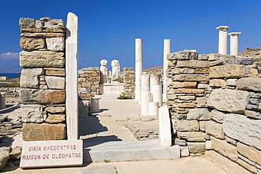 Archaeological remains of the House of Cleopatra, Delos, UNESCO World Heritage Site, Cyclades Islands, South Aegean, Greek Islands, Greece, Europe