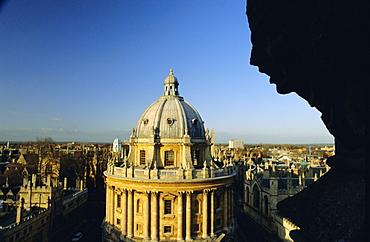 The Radcliffe Camera viewed from the University church, Oxford, Oxfordshire, England, UK, Europe