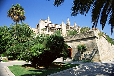 View to Almudaina Palace, Palma, Majorca, Balearic Islands, Spain, Europe