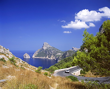 Formentor Peninsula from Es Colomer, Mallorca (Majorca), Balearic Islands, Spain, Mediterranean, Europe