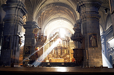 Interior of the cathedral, begun in 1560 on the site of the Inca palace, Cuzco, Peru, South America