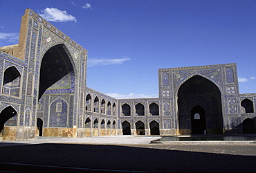 North and east eivan (halls) of the Masjid-e Imam (formerly Shah Mosque), built by Shah Abbas between 1611 and 1628, UNESCO World Heritage Site, Isfahan, Iran, Middle East