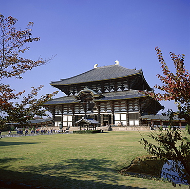 Exterior of the Daibutsu-den hall of the Great Buddha, dating from 1709, Todai-ji Temple, Nara, Kansai, Japan, Asia