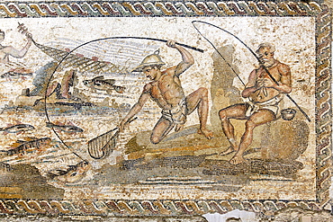 Roman mosaic dating from the 2nd century AD, from the Villa of the Nile at Leptis Magna, Jamahiriya Museum, Tripoli, Libya, North Africa, Africa