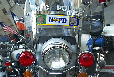 Police Harley Davidson motorbike, New York City, New York, United States of America, North America