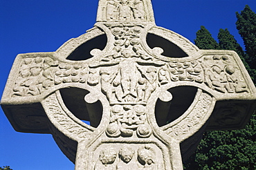 Close-up of the Muiredach Cross, Monasterboice, County Louth, Leinster, Eire (Republic of Ireland), Europe