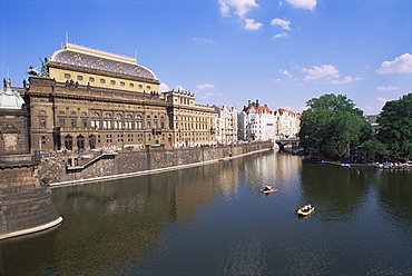 National Theatre and River Vltava, Prague, Czech Republic, Europe