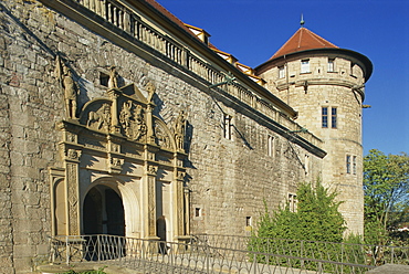 Carvings over the entrance to Castle Hohentubingen at Tubingen in Baden Wurttemberg, Germany, Europe