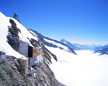 Jungfraujoch, 3454 m, and Aletsch Glacier, Bernese Oberland, Swiss Alps, Switzerland, Europe