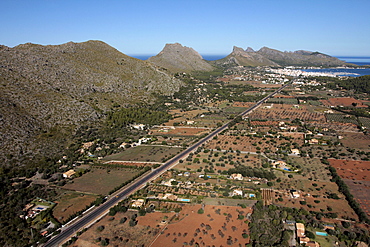 Tramuntana Mountains and Port de Pollenca, Mallorca, Balearic Islands, Spain, Europe