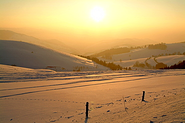 Winter landscape at Schauinsland, Black Forest, Baden-Wurttemberg, Germany, Europe