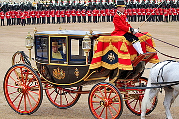 HM The Queen, Trooping the Colour 2012, The Queen's Birthday Parade, Whitehall, Horse Guards, London, England, United Kingdom, Europe