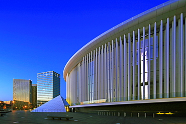 European Court of Justice and New Philharmonic Hall on Kirchberg in Luxembourg City, Grand Duchy of Luxembourg, Europe