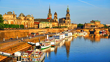 Elbe River and Old Town skyline, Dresden, Saxony, Germany, Europe