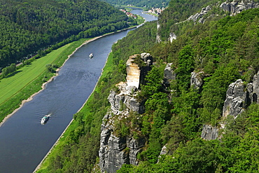 Bastei Rock Formation near Rathen, Saxon Switzerland, Saxony, Germany, Europe