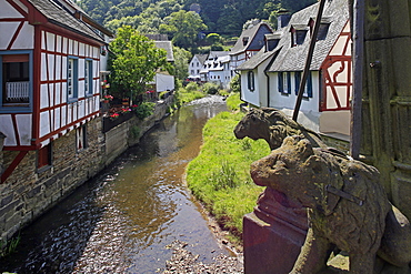 Half-timbered Houses in Monreal on River Elz, Eifel, Rhineland-Palatinate, Germany, Europe