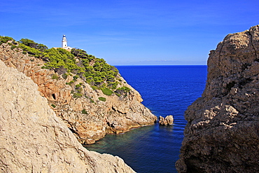 Lighthouse at Cap de Pera near Cala Ratjada, Majorca, Balearic Islands, Spain, Mediterranean, Europe