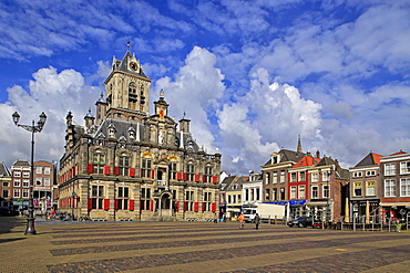 Market Square with Town Hall, Delft, South Holland, Netherlands, Europe