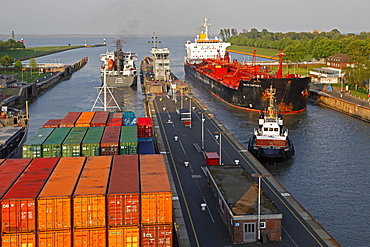 Brunsbuettel Lock of Kiel Canal, Schleswig-Holstein, Germany, Europe