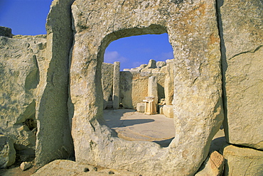 Megallithic temple dating from c. 3000 B.C., Hajar Qim (Hagar Qim), near Zurrieq, UNESCO World Heritage Site, Malta, Europe