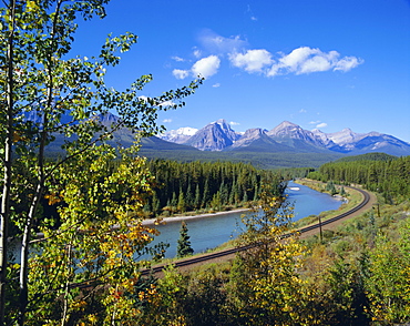 Morants Curve, Bow River, Bow Range, Banff National Park, UNESCO World Heritage Site, Rocky Mountains, Alberta, Canada, North America