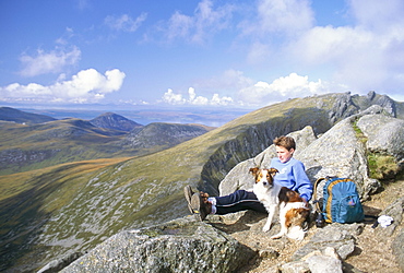 On the 798m peak of Cir Mhor, Goatfell Range, Isle of Arran, Scotland, United Kingdom, Europe