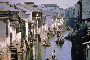 Ancient canal in the city, part of the Great Canal, the longest in China, Soochow (Suzhou), China, Asia