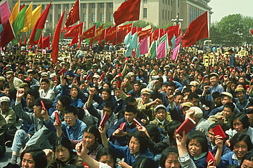 Demonstration on Tiananmen Square during the Cultural Revolution in 1967, Beijing, China, Asia