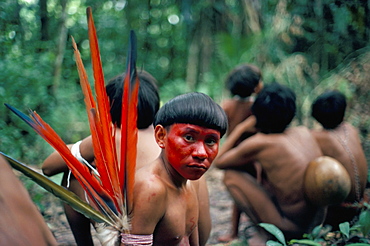 Yanomami man made up for the feast, Brazil, South America