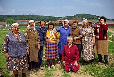 Portrait of a group of women and one man in Bulgaria, Europe