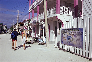 San Pedro main street, Ambergris Cay, Belize, Central America