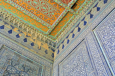 Painted ceiling, the harem, Tash Khauli Palace, Khiva, Uzbekistan, Central Asia, Asia