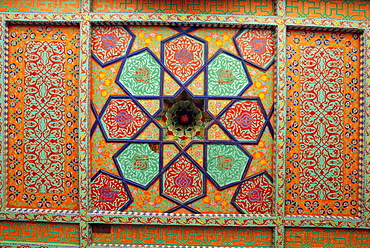 Painted ceiling, Tash Khauli Palace, Khiva, Uzbekistan, Central Asia