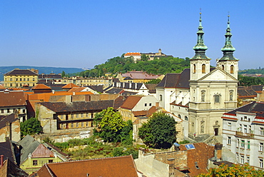 Rooftops and St. Michael's church, Brno, Czech Republic, Europe