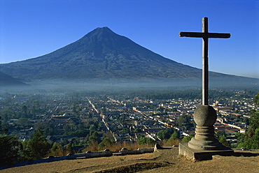 View towards Agua volcano, Antigua, Guatemala, Central America