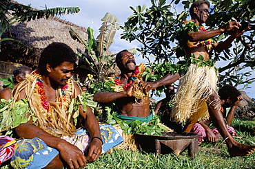 Kava ceremony outside, Daloma village, Yasawa Island, Fiji, Pacific