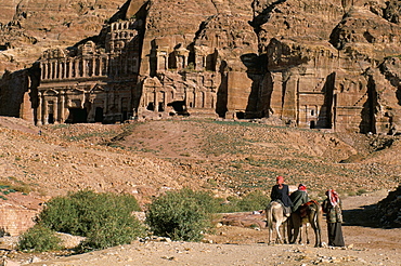 Royal tombs in rockface, Nabatean archaeological site, Petra, UNESCO World Heritage Site, Jordan, Middle East