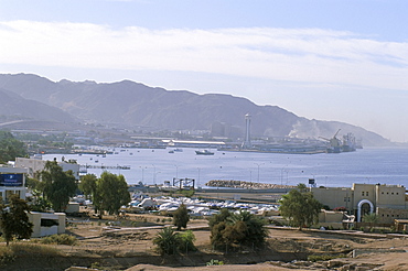 View of the port, Aqaba, Jordan, Red Sea, Middle East