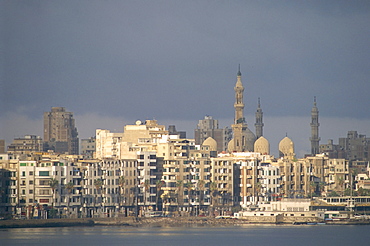 Eastern harbour and city skyline, Alexandria, Egypt, North Africa, Africa