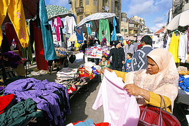 Clothes souk, Alexandria, Egypt, North Africa, Africa