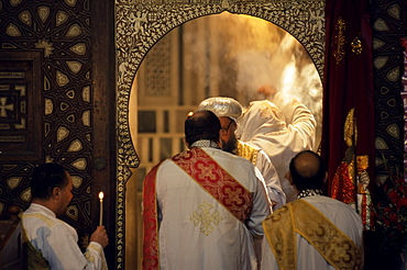 Coptic Christian Christmas service, Church of St. Barbara, Old Cairo, Egypt, North Africa, Africa