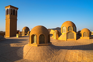 Roof, including windtower for air cooling, of late 18th century Qajar mansion, now Serai Ameriha Hotel, Kashan, Iran, Middle East