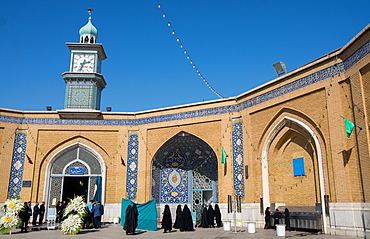 Separate male and female entrances for memorial service at Hazrat-e Masumeh (Holy Shrine), Qom, Iran, Middle East