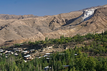 Settlement under calcium carbonate mine at Barz, near Abyaneh, Iran, Middle East