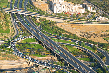 Aerial view of yet another traffic jam, Tehran, Iran, Middle East