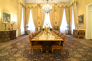 Dining room, White Palace, the last Shah's Summer Palace, Sa'ad Abad, Tehran, Iran, Middle East