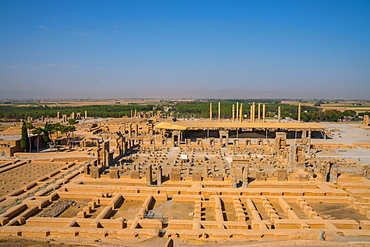 Overview of Persepolis from Tomb of Artaxerxes III, Persepolis, UNESCO World Heritage Site, Iran, Middle East