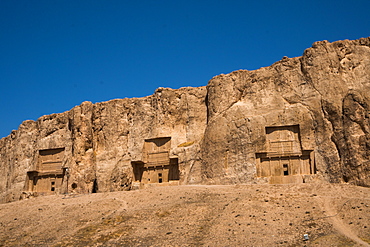 Tombs of Darius II, Ataxerxes I and Darius the Great, Naqsh-e Rostam Necropolis, near Persepolis, Iran, Middle East