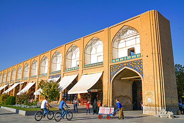 Late afternoon at the shops on Naqsh-e Jahan (Imam) Square, Isfahan, Iran, Middle East