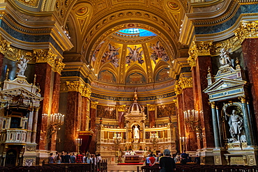 Bishop taking mass in St. Stephen's Basilica, Budapest, Hungary, Europe